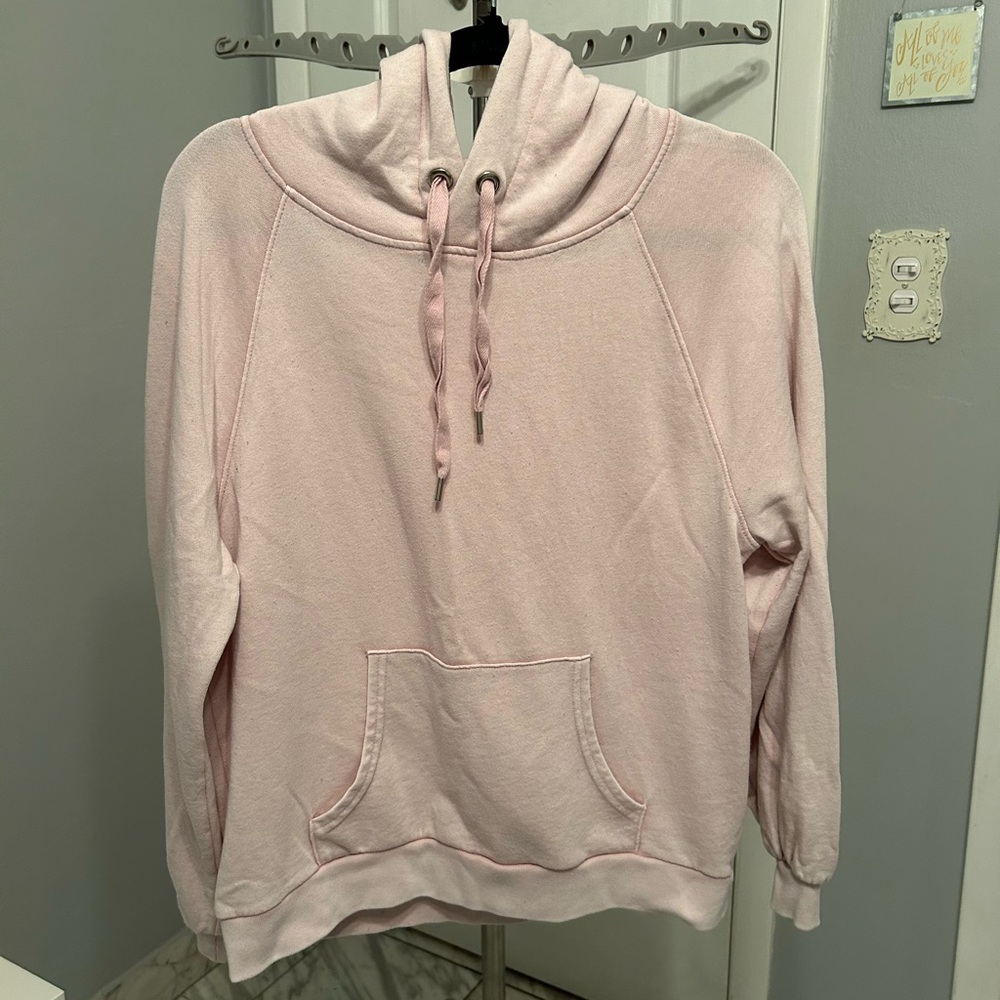 Gap Oversized, Distressed Light Pink Pullover Hoodie with Pocket, Hoodie/Sweater